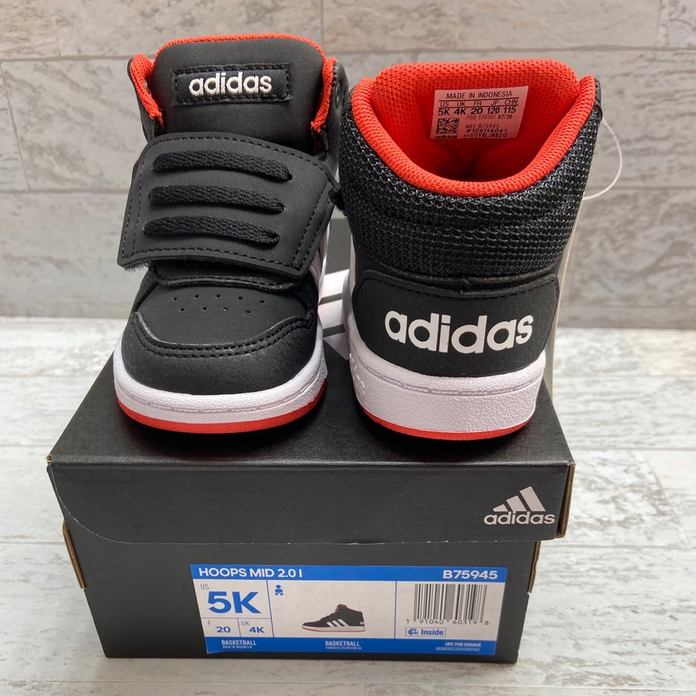 Adidas Hoops Mid 2.0 Toddler Velcro Sneakers - Picture 12 of 13